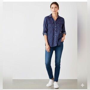 Charter Club Navy and Red Button-Up Camisole
